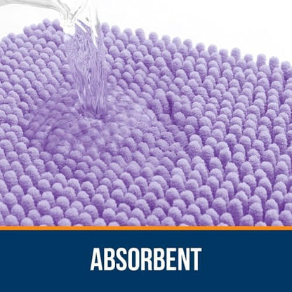 OLANLY Chenille Bathroom Rugs Mats Sets 2 Piece, 30"x20"+24"x20", Lavender
