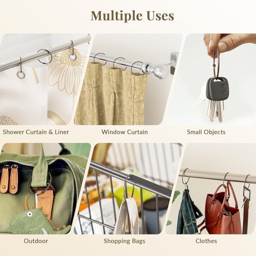 Bathway Shower Curtain Rings, Bronze Shower Curtain Hooks 12 Pcs Anti-Drop Shower Rings for Curtain, Shower Curtain Hooks Rust Proof, Shower Hooks for Shower Curtain Rod, Bronze Curtain Rings