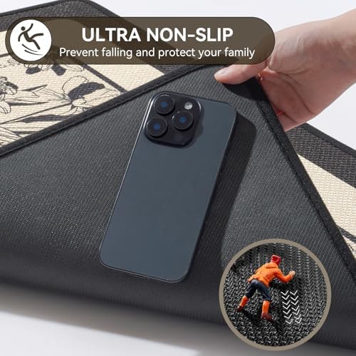 YDKGL Bath Mats for Bathroom, Non Slip Thin Bathroom Rugs, Black 24x35