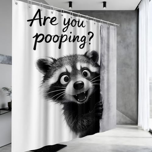 Funny Raccoon Shower Curtain Cute Animal, 70x72 Inchs