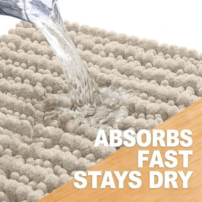 OLANLY Bathroom Runner Rugs 47x17, Thick Soft Absorbent Chenille Bath Rugs