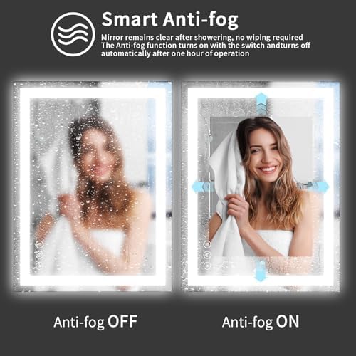Koonmi 32x24 LED Bathroom Mirror, Shatterproof Mirror with Light