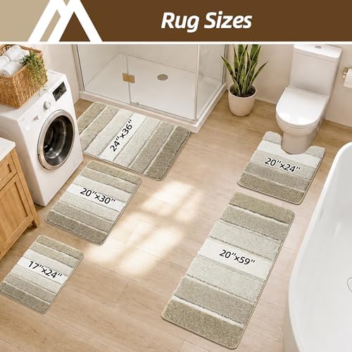 COSY HOMEER Bathroom Rugs 59x20,Ultra Soft Absorbent Bath Mat,Beige