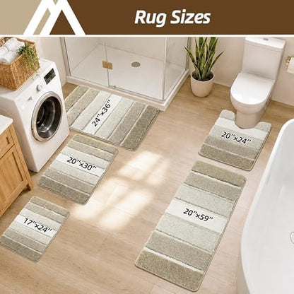 COSY HOMEER Bathroom Rugs 24x17,Ultra Soft Absorbent Bath Mat,Beige