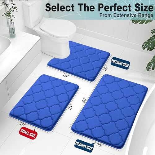 OLANLY Memory Foam Bath Mat Rug 24x16, Ultra Soft Bathroom Rugs, Royal Blue