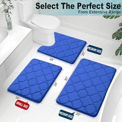 OLANLY Memory Foam Bath Mat Rug 24x16, Ultra Soft Bathroom Rugs, Royal Blue
