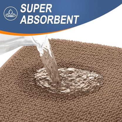 OLANLY Memory Foam Bathroom Runner Rugs 44x24, Absorbent Long Mat, Mocha