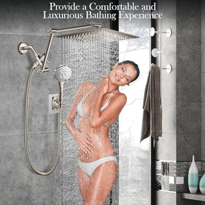 12'' Nickel Shower Head Combo with 16'' Flexible Height/Angle Extension Arm