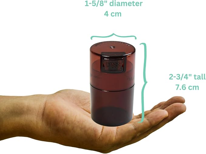 Vitavac - 5g to 20 grams Airtight Multi-Use Vacuum Seal Portable Storage Container for Dry Goods, Food, and Herbs - Coffee Tint