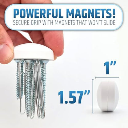 Powerful Anti-Billowing Magnetic Shower Curtain Weights for Splash-Free Bath Experience - 360° Silicone Wrapped - Will Never Rust - Heavy Magnets Prevent Curtain Liners from Blowing | 8 Pairs | White