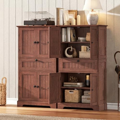 ChooChoo 51" H Bathroom Floor Cabinet with Drawer and Adjustable Shelves