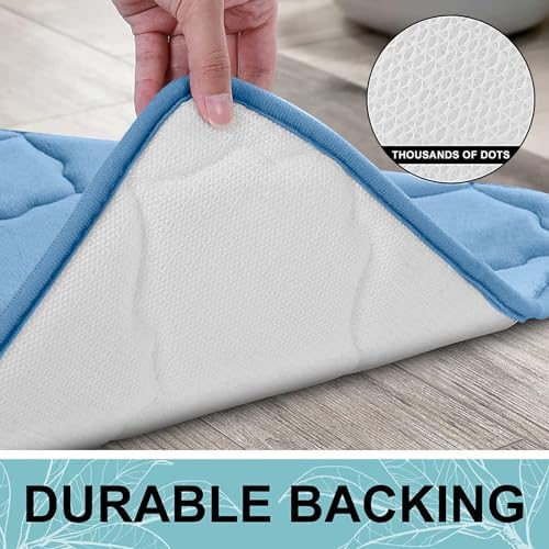 OLANLY Memory Foam Bath Mat Rug 44x24, Ultra Soft Bathroom Rugs, Blue