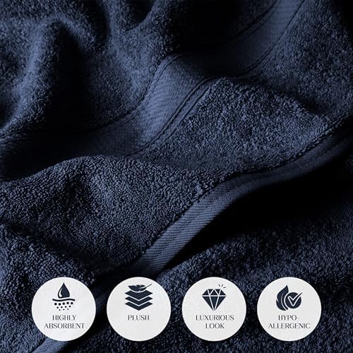 SUPERIOR Egyptian Cotton Ultra Plush & Absorbent, 6 Piece Set, Navy Blue
