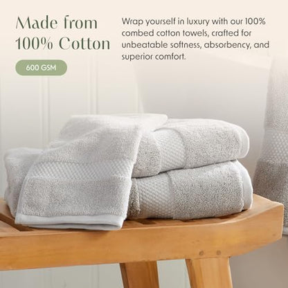 Springtree Home 100% Cotton Luxury Hotel Bath Towel Set | 4-Pack | Grey