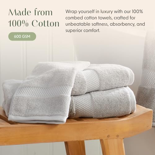 Springtree Home 100% Cotton Luxury Hotel Bath Towel Set | 6-Piece Set Grey