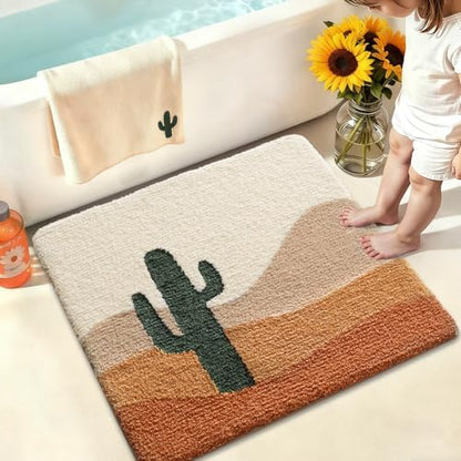 LUMI Square Cactus Bathroom Rug 32x32 Soft Absorbent Bath Mat, Non Slip