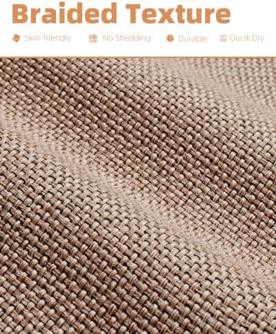 PADOOR Non-Slip Bath-Mats, Rubber-Backing Braided Absorbent Bathroom Mat, Machine Washable Thin Bathroom Rugs, Fit Under Door, Quick Dry, 24''x35'' Beige