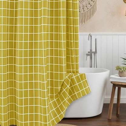 Fabric Farmhouse Shower Curtain-Extra Long Shower Curtains Bathroom Gold