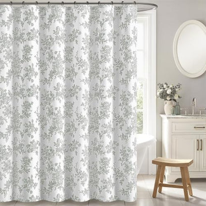 Grey Floral Shower Curtain W72*L72 Inches Long
