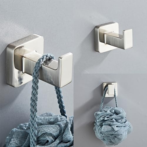 Brushed Nickel Bathroom Hardware Set 4 Pieces,Bathroom Accessories Set Stainless Steel Wall Mounted, Hand Towel Bar, Towel Ring, Robe Towel Hooks,Toilet Paper Holder,Towel Bar Set, 23.6 Inch