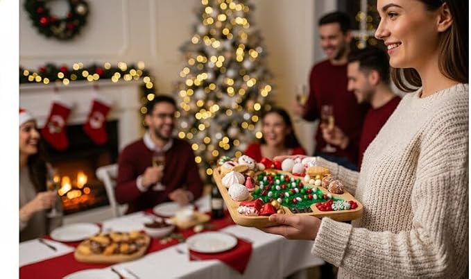 Farberware Tree Build-A-Board with Clear Locking Lid – Holiday Prep and Serve Board for Charcuterie, Cookies, Candy, and Seasonal Entertaining