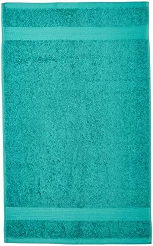 Amazon Basics Fade-Resistant 100% Cotton Hand Towels for Bathroom, Soft Absorbent, 26 x 16 inches, Teal, 6-Pack