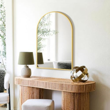 FICTOR 20" x 30" Arched Bathroom Vanity Mirror for Over Sink, Gold