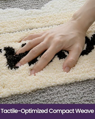 DEXI Bathroom Rugs Non Slip Washable, 43x24 Cute Bath Mat, Gray and Beige