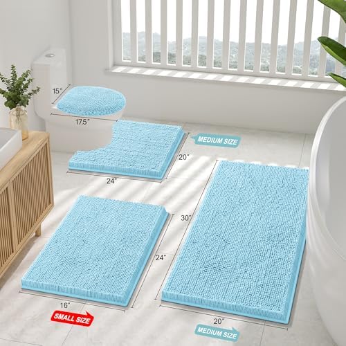 Smiry Bathroom Rugs 47X24, Luxury Chenille Extra Soft Absorbent Bath Mat