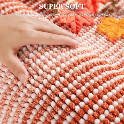 BSICPRO Bathroom Rugs Sets 2 Piece, Non Slip Bath Mats, Sunset Orange