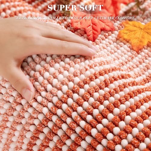 BSICPRO Fall Bathroom Rugs Sets 2 Piece, Non Slip Bath Mats, Sunset Orange