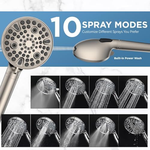 MakeFit Dual Filtered Rain Shower Head Combo, High Pressure Handheld Shower Head with Adjustable Bar - Rainfall Shower Head And Showerhead with Filter for Hard Water - Removes Chlorine