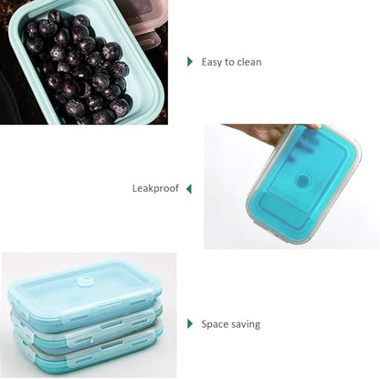 Alimat PluS 40.5oz Large Silicone Food Storage Containers, 3 Pack Set 1200ml Collapsible Food Storage Containers with Lids, Microwave, Freezer and Dishwasher Safe(Blue)