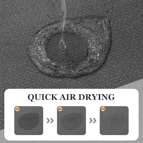 ACCUMTEK Non Slip Bath Mat, Thin Bathroom Rugs Fit Under Door, Quick Dry Bath Mats, Machine Washable Bath Rugs for Bathroom, Bathtub & Kitchen, Grey/Bordered/32 x20