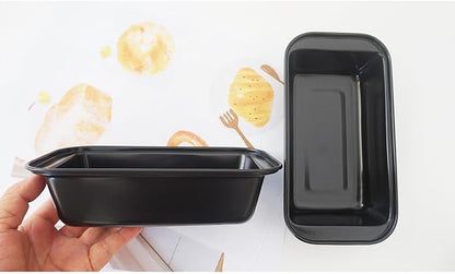 Mini Loaf Pans, 6" x 3.3" Nonstick Carbon Steel Bread Pan, Rectangle Loaf Baking Cake Tin for Small Banana Bread, Meatloaf, Sourdough, Brownies - Set of 4, Black