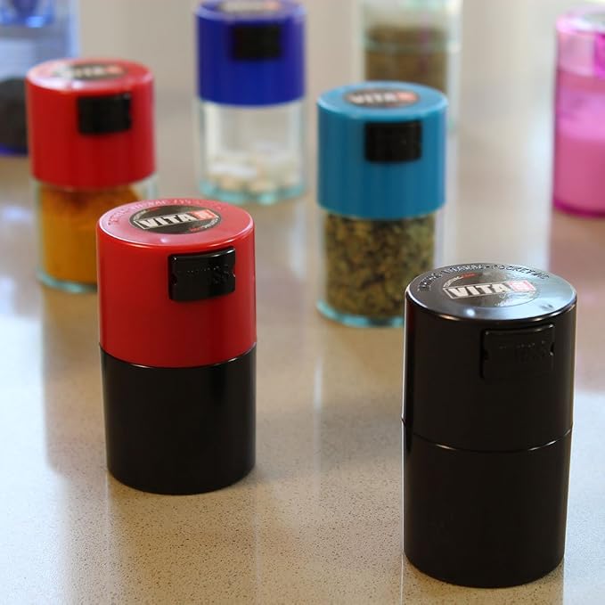 Vitavac - 5g to 20 grams Airtight Multi-Use Vacuum Seal Portable Storage Container for Dry Goods, Food, and Herbs - Coffee Tint