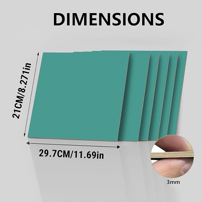 4 Pack Double-Sided Pre-Painted Colored Plywood Sheets, 11.7"x8.27"x1/8" (3mm) Laser-Friendly Craft Boards for Cutting & Engraving (Green)