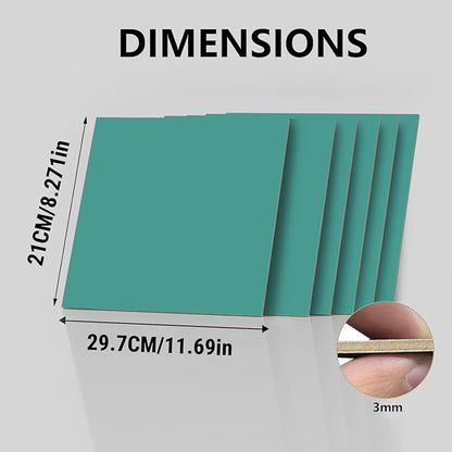 4 Pack Double-Sided Pre-Painted Colored Plywood Sheets, 11.7"x8.27"x1/8" (3mm) Laser-Friendly Craft Boards for Cutting & Engraving (Green)