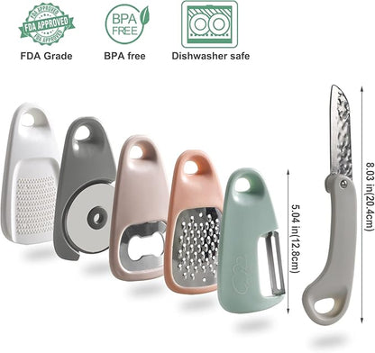 Kitchen Gadgets Set 6 Pieces, Space Saving Cooking Tools for Small Space Stackable Kitchen Accessories for Camping Glamping Travel Trailer Motorhome, Essential Portable Gadgets Gifts for RV Owners