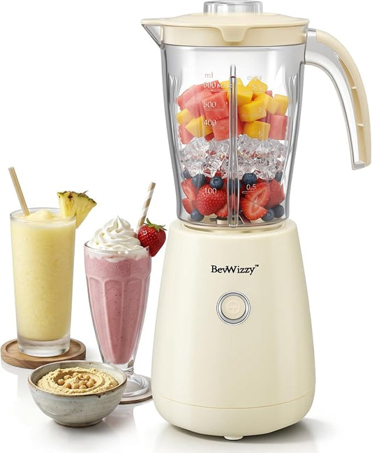 Blender for Smoothies and Shakes, Peak 350W Single Serve Mixer with Stainless Steel 6 Blades, 21oz Food-Grade Jar Quiet 70dB Smoothie Maker, Creamy White Compact Licuadora for Kitchen and Gym