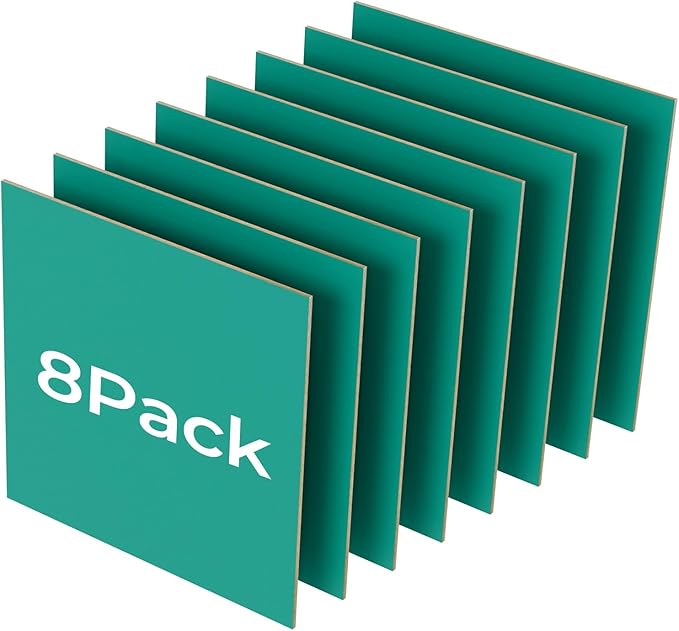 8 Pack Green Basswood for Laser Cutting, 12"x12"x1/8" (3 mm) Double-Sided Colored Plywood Sheets, for Laser Engraving, DIY Craft Wood & School Projects