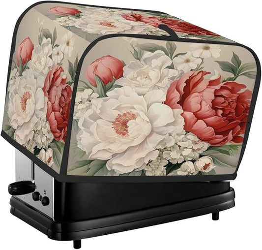Vintage Flower Floral Toaster Cover 2 Slice Wide Slot Washable Kitchen Appliance Covers Fingerprint Bread Machine Dust Cover Small Toaster Oven Accessories Covers Bread Maker Bag Women Gift