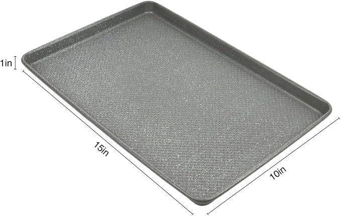David Burke 15x10 Cookie Sheet – Carbon Steel, PFTE & PFOA Free, Oven Safe, Non-Toxic, Perfect for Baking and Roasting – Gray Speckle