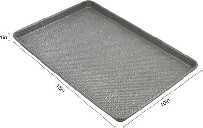 David Burke 15x10 Cookie Sheet – Carbon Steel, PFTE & PFOA Free, Oven Safe, Non-Toxic, Perfect for Baking and Roasting – Gray Speckle