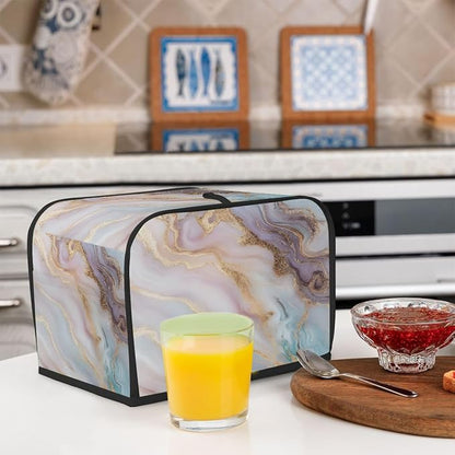 Marble Texture Toaster Cover 2 Slice Wide Slot Washable Toaster Covers | Gold Modern Dust and Fingerprint Protection Bread Maker Covers for Kitchen Accessories Decor Bakeware Women Gift