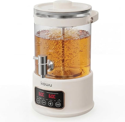 Kawu Electric Kettle, 2.5L Glass Water Boiler with Infuser, 7-in-1 Electric Water Kettle Hot Water Dispenser, Temperature Control, 800W Tea Maker Machine Water Warmer for Home Office Kitchen