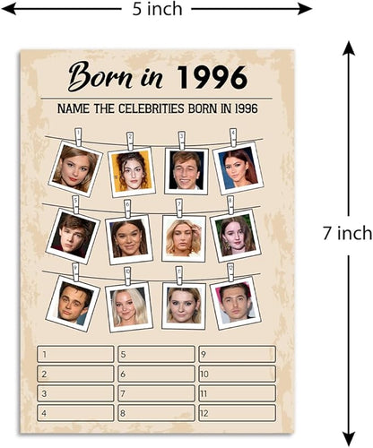 QUPT 30th Birthday Party Games, Born in 1996 Games Bundle, Set of 5 Activities for 10 Guests, Birthday Party Supplies for Adults, Pack of 50 Cards