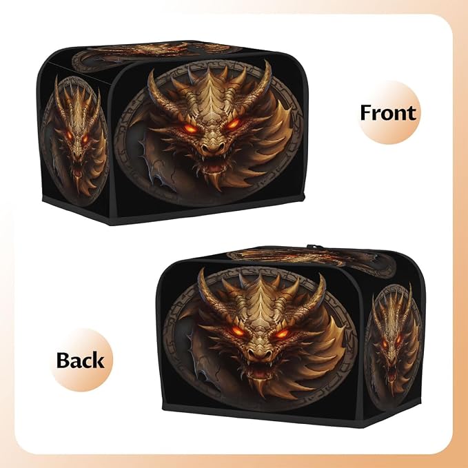 Cool Dragon Animal Toaster Cover 4 Slice Wide Slot Washable Kitchen Appliance Covers Fingerprint Bread Machine Dust Cover Small Toaster Oven Accessories Covers Bread Maker Bag Women Gift