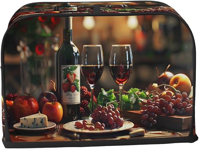 Grape Wine Toaster Cover 4 Slice Wide Slot Washable Toaster Covers | Fruit Apple Dust and Fingerprint Protection Bread Maker Covers for Kitchen Accessories Decor Bakeware Women Gift