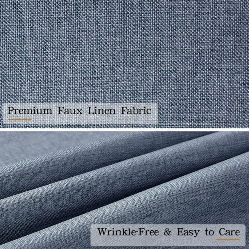 Furlinic No Hook Shower Curtain Scalloped Linen 72 Inch Navy Blue Long Boho